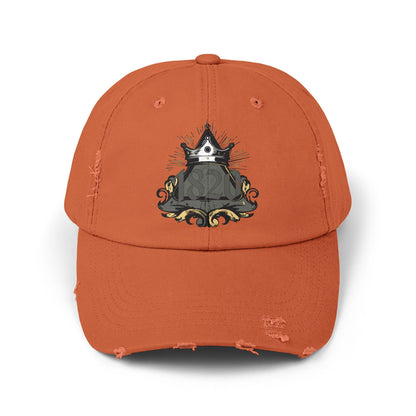 "1820" Distressed Baseball Cap with Gothic Crest Design