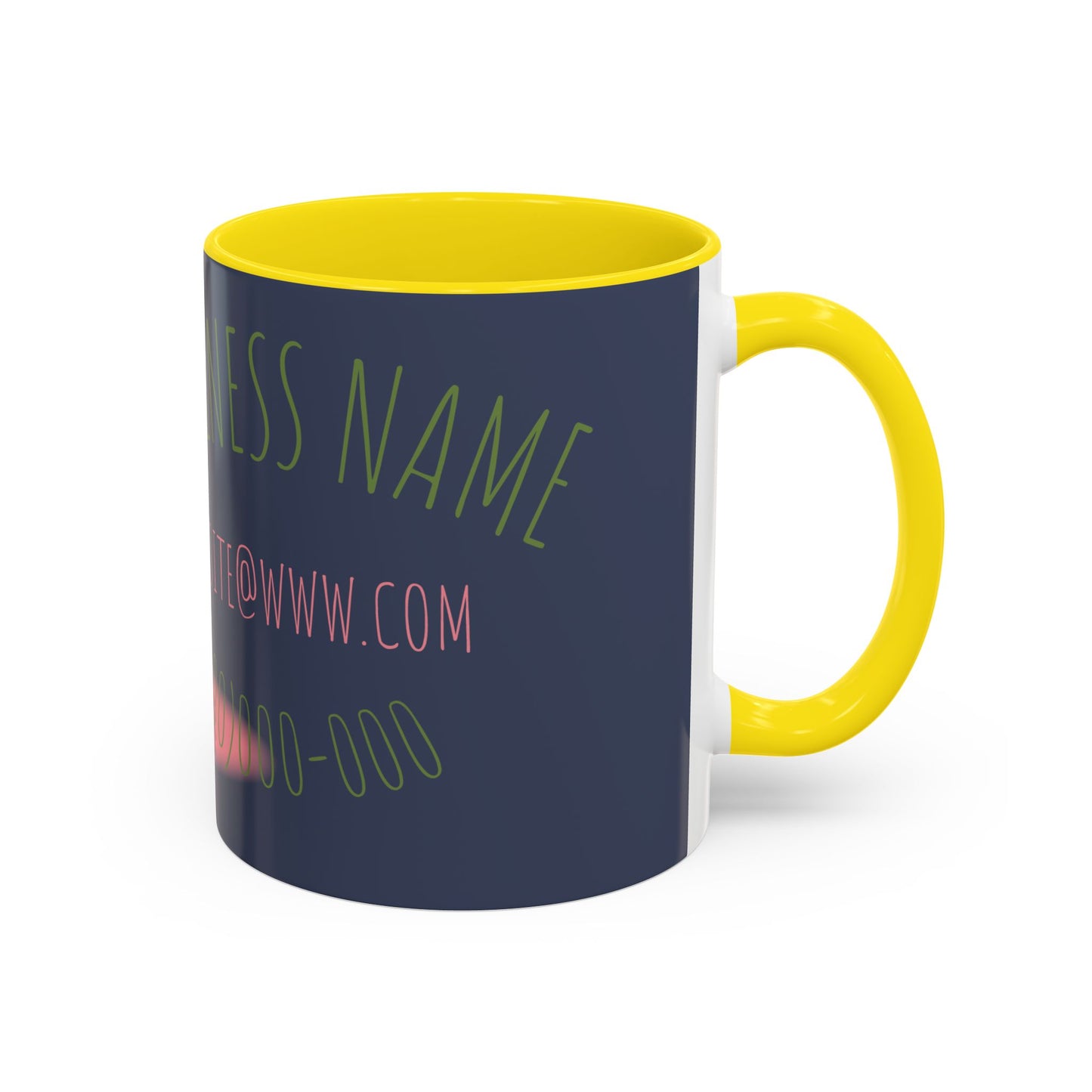 Custom Business Coffee Mug — Personalized Floral Accent Mug with Website & Contact