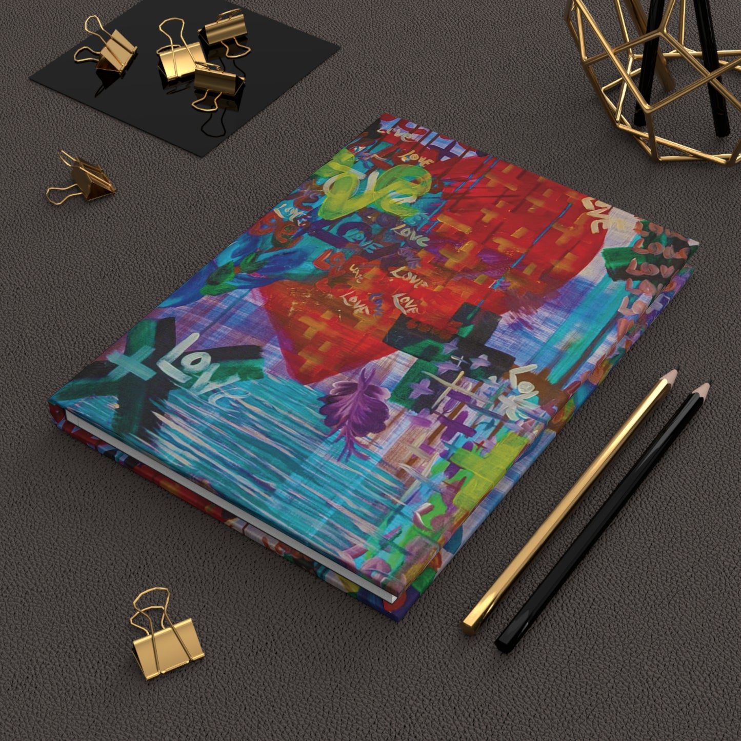 Abstract Love Graffiti Hardcover Journal — Colorful Mixed‑Media Art Notebook