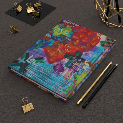 Abstract Love Graffiti Hardcover Journal — Colorful Mixed‑Media Art Notebook