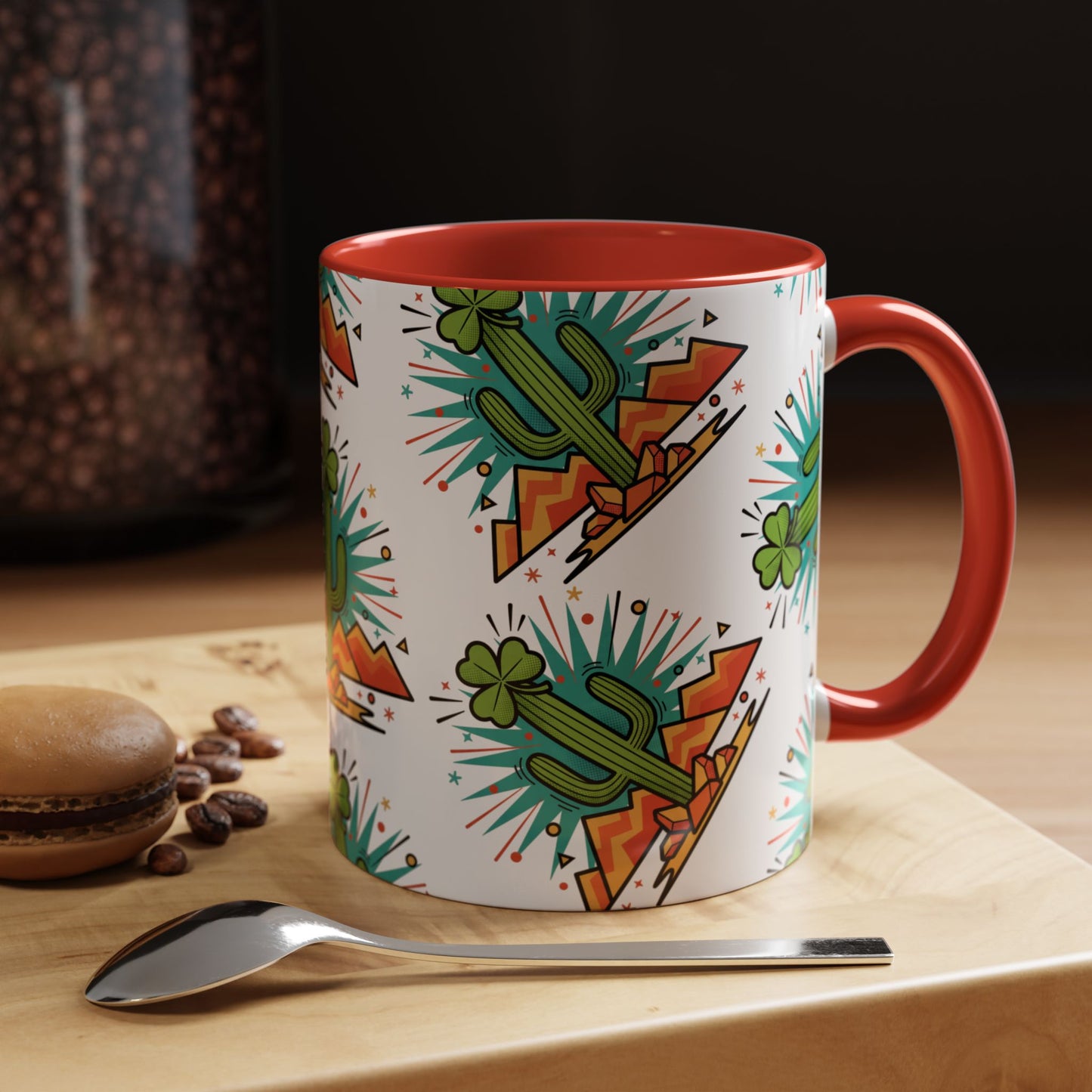 Arizona Shamrock Cactus Mug — Retro Pop Art St. Patrick’s Day Coffee Cup (11/15oz)