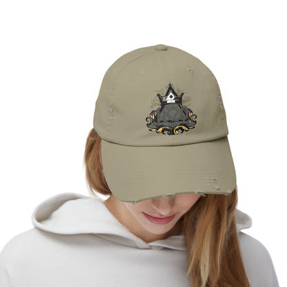 "1820" Distressed Baseball Cap with Gothic Crest Design
