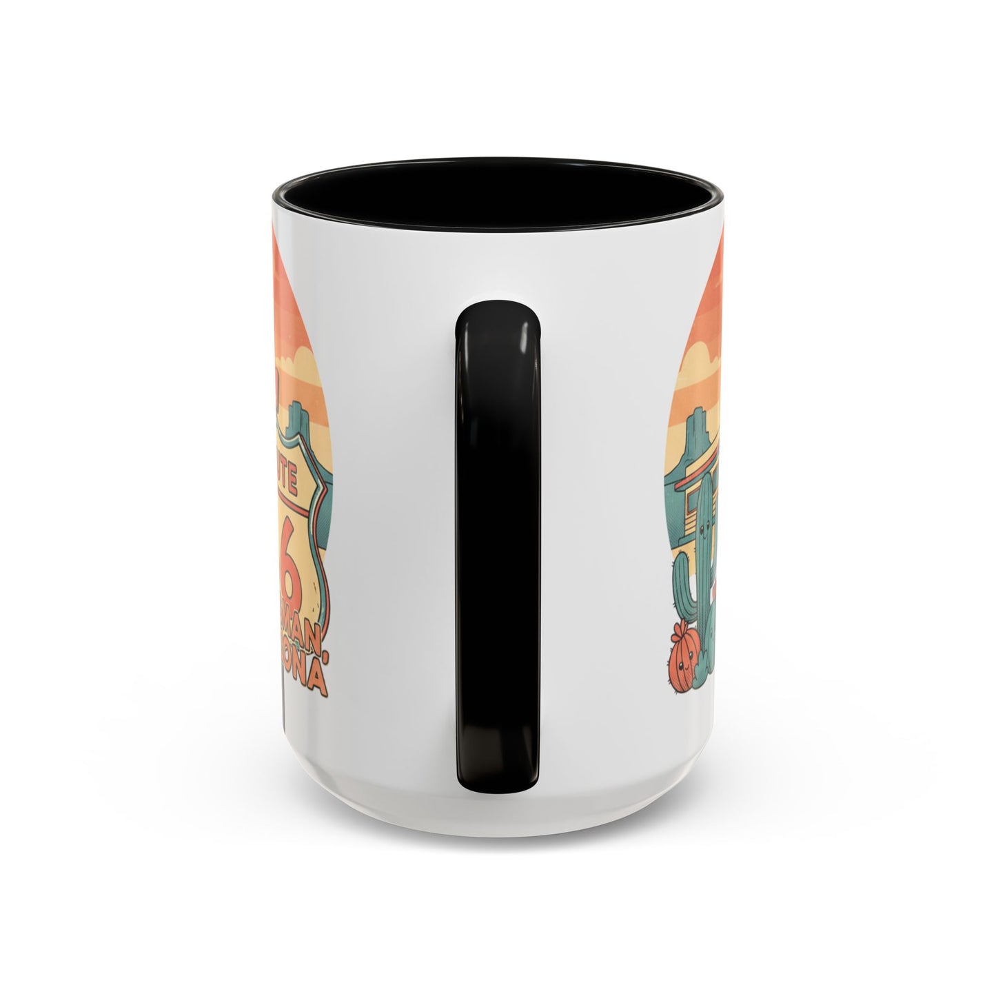 Route 66 Seligman Retro Pop Art Coffee Mug — Pastel Desert Sunset