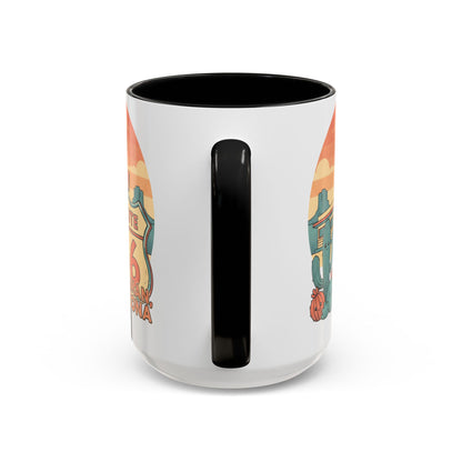 Route 66 Seligman Retro Pop Art Coffee Mug — Pastel Desert Sunset