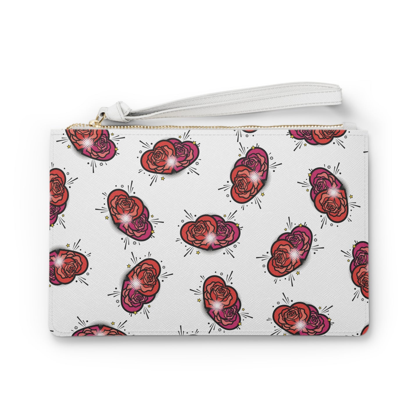 Rose Pattern Clutch Bag – Floral Cosmetic Wristlet for Women