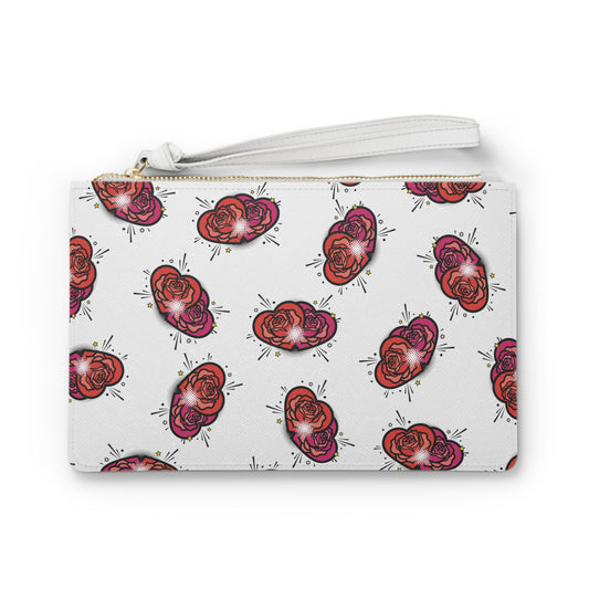 Rose Pattern Clutch Bag – Floral Cosmetic Wristlet for Women