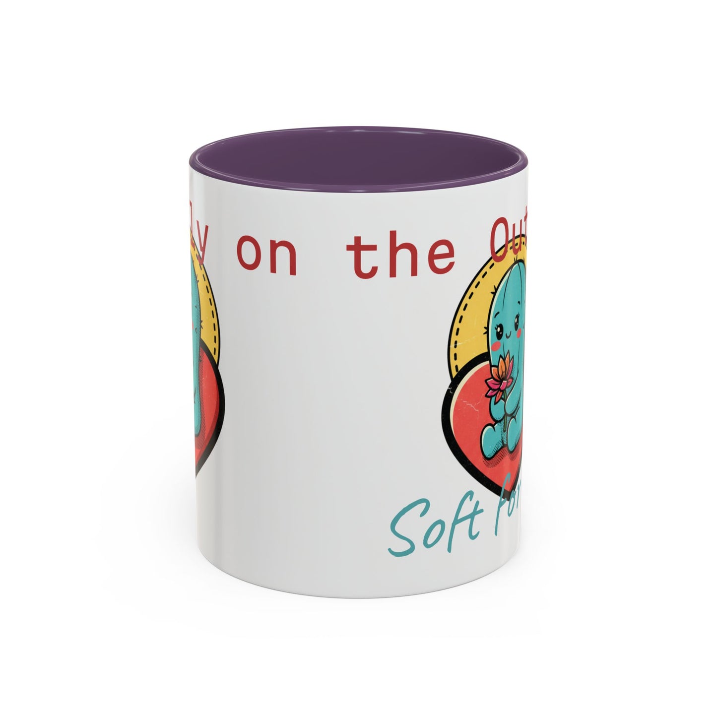Prickly on the Outside, Soft for You Accent Coffee Mug — Cute Cactus Ceramic Mug (11/15 oz)