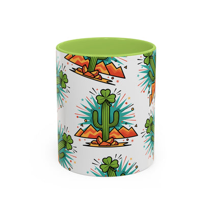 Arizona Shamrock Cactus Mug — Retro Pop Art St. Patrick’s Day Coffee Cup (11/15oz)