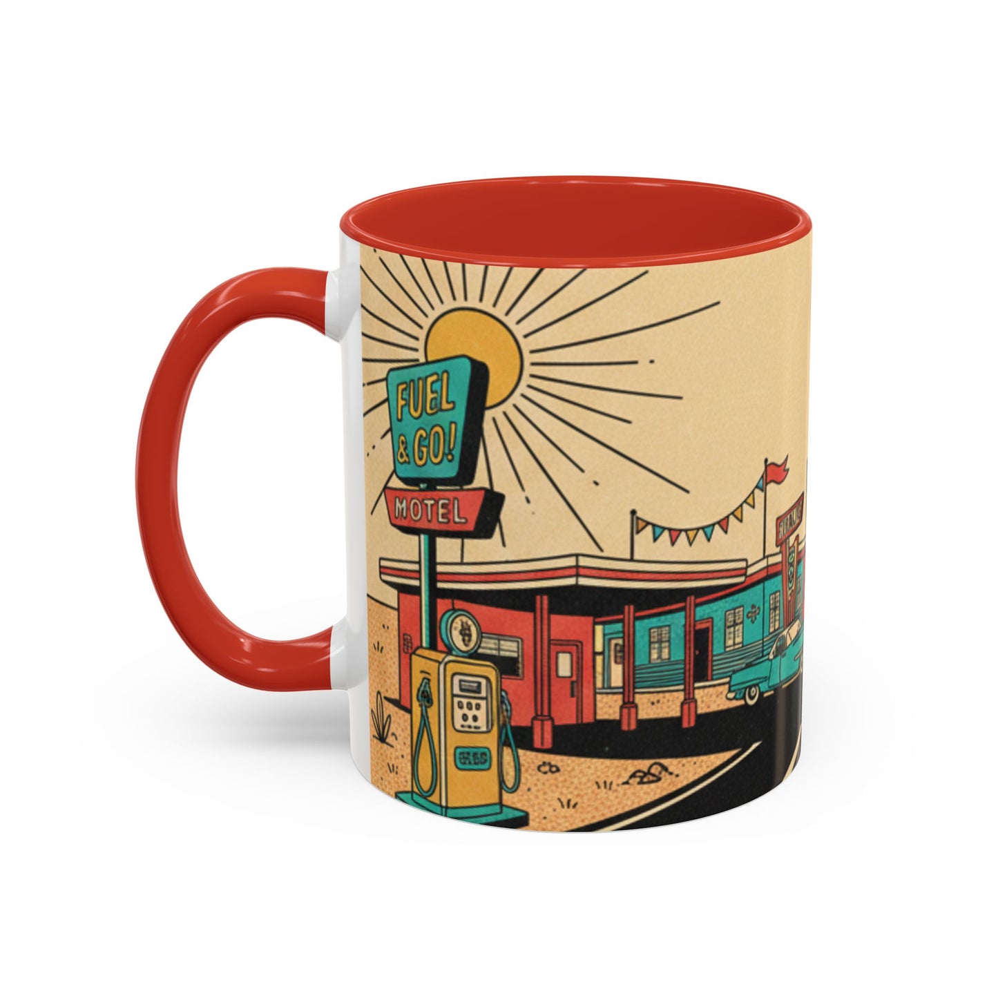 Route 66 Seligman Retro Pop Art Coffee Mug — Vintage Desert Roadside Design (11/15oz)