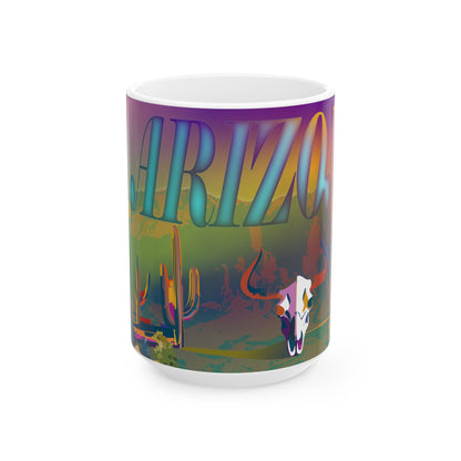 Vibrant Arizona Ceramic Mug | Unique Gift, Home Décor, Coffee Lover's Cup, Southwestern Art, Travel Souvenir