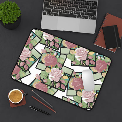Floral Desk Mat - Eco-Friendly Workspace Decor, Office Gift for Her, Home Office Accessories, Desk Protector, Rose Pattern