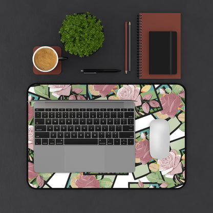 Floral Desk Mat - Eco-Friendly Workspace Decor, Office Gift for Her, Home Office Accessories, Desk Protector, Rose Pattern