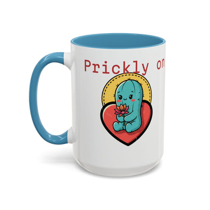 Prickly on the Outside, Soft for You Accent Coffee Mug — Cute Cactus Ceramic Mug (11/15 oz)