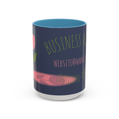 Custom Business Coffee Mug — Personalized Floral Accent Mug with Website & Contact