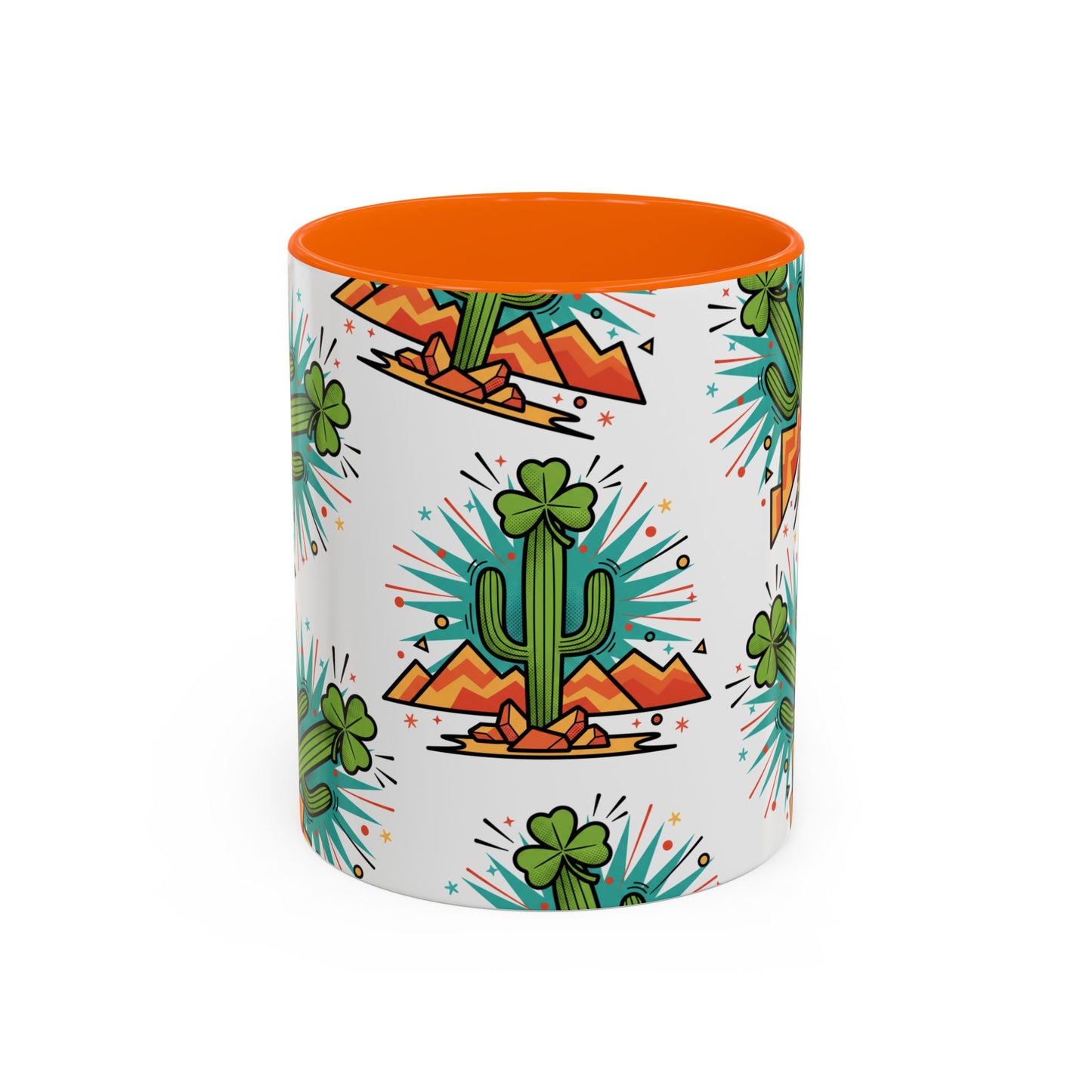 Arizona Shamrock Cactus Mug — Retro Pop Art St. Patrick’s Day Coffee Cup (11/15oz)