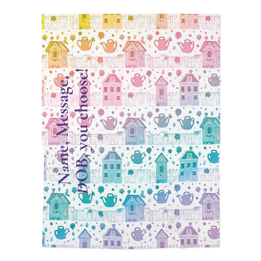 Personalized Baby Swaddle Blanket, Cute Baby Shower Gift, Nursery Decor, Newborn Blanket, Custom Name Baby Gift, Rainbow Home Design