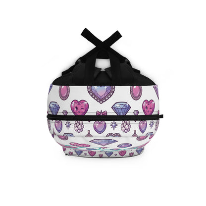 Gemstone Pattern Backpack — Cute Pastel Jewels & 'Cozy' Graphic Daypack