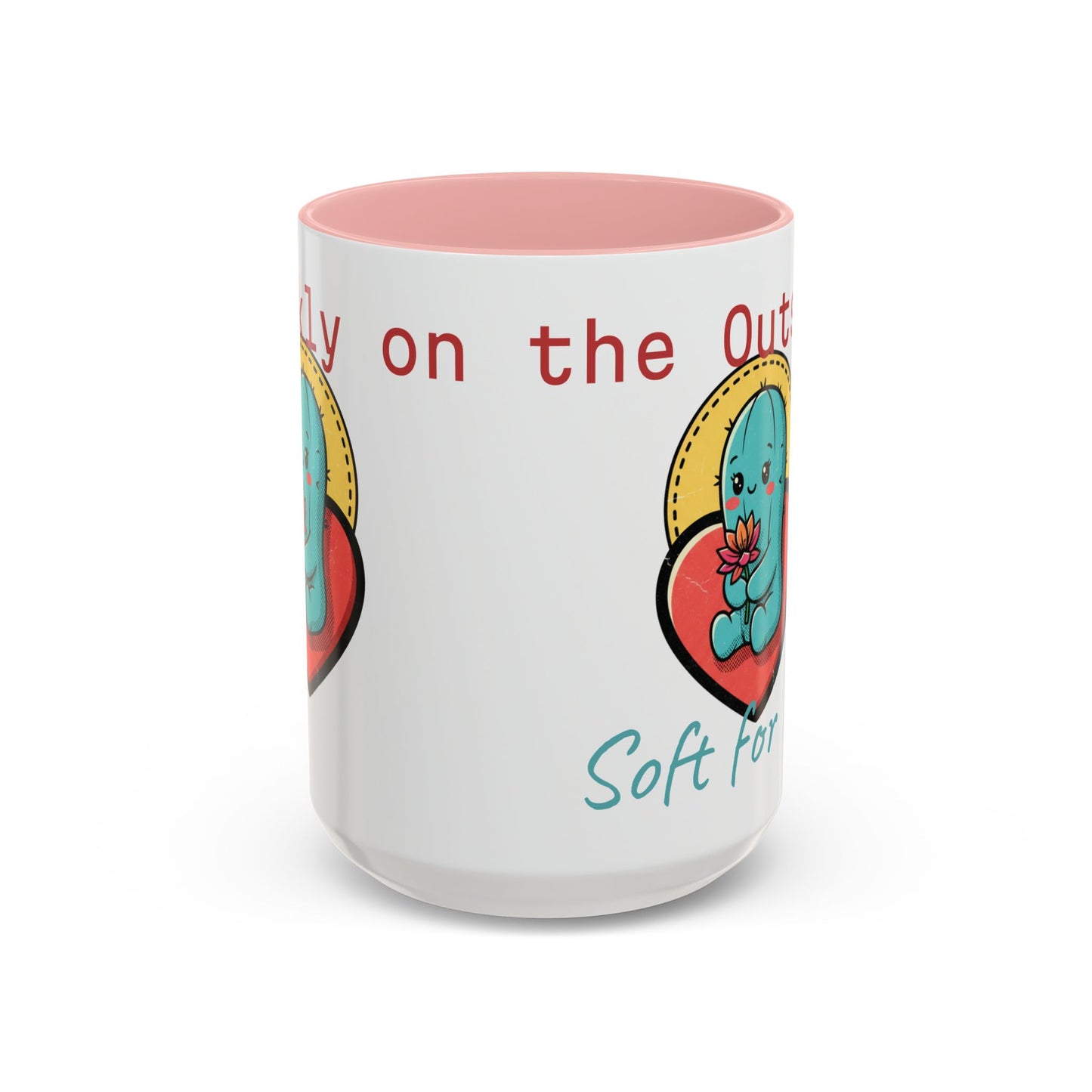 Prickly on the Outside, Soft for You Accent Coffee Mug — Cute Cactus Ceramic Mug (11/15 oz)