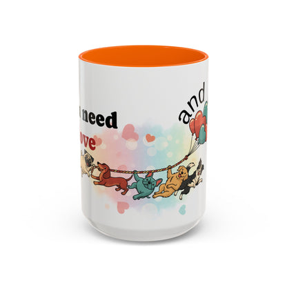 Valentine Dogs Tug-of-Love Mug — Playful Pop-Art Heart Balloons