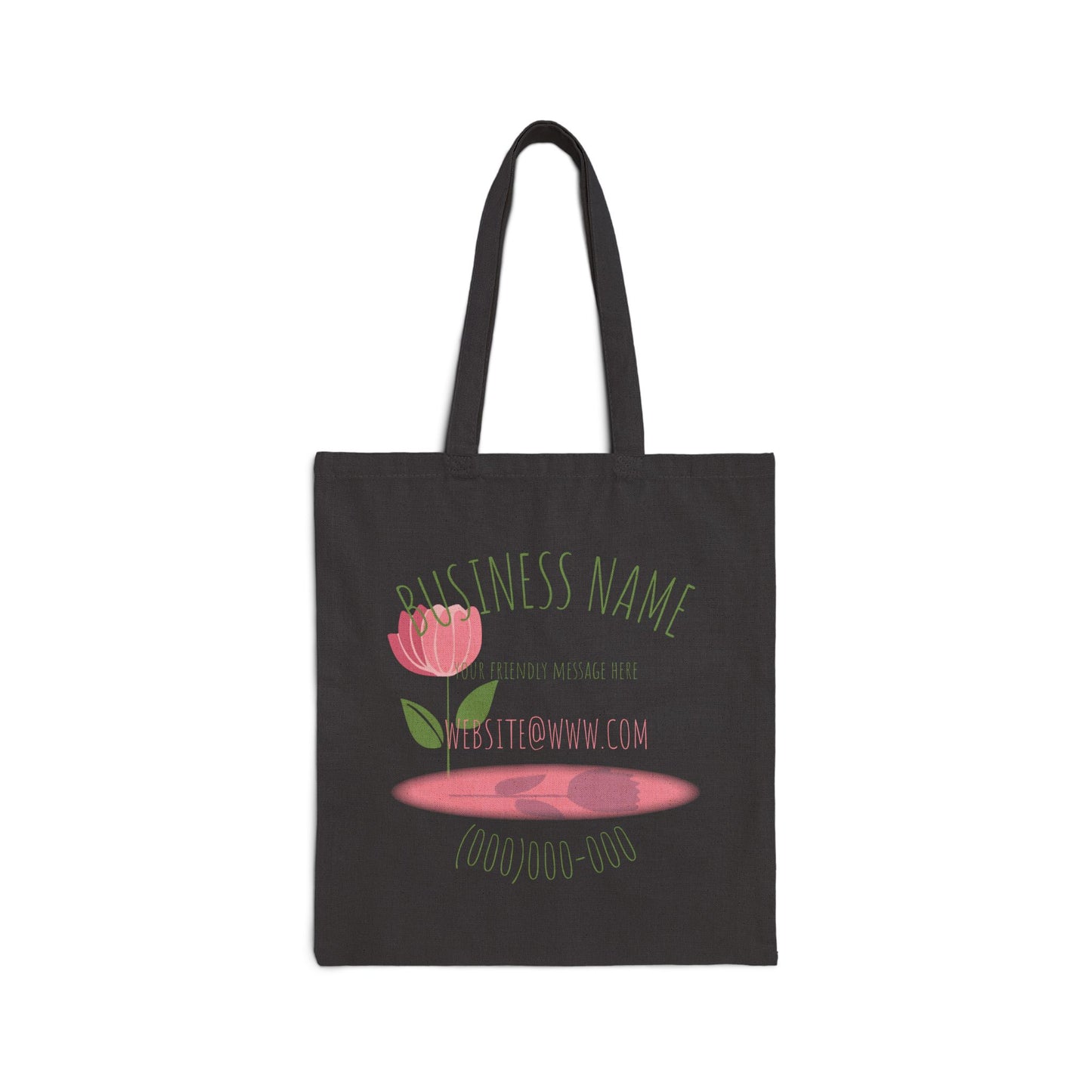 Floral Canvas Tote Bag — Personalized Business Logo Flower Market Bag
