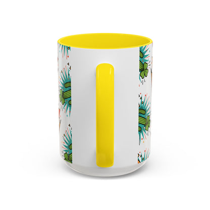 Arizona Shamrock Cactus Mug — Retro Pop Art St. Patrick’s Day Coffee Cup (11/15oz)