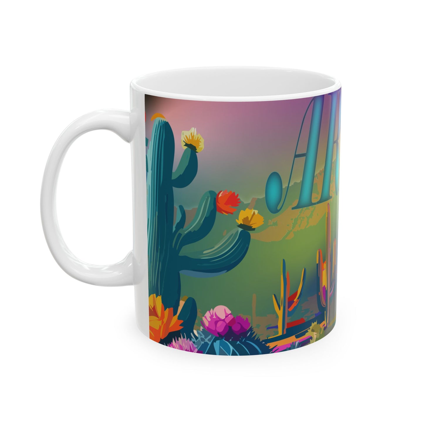 Vibrant Arizona Ceramic Mug | Unique Gift, Home Décor, Coffee Lover's Cup, Southwestern Art, Travel Souvenir