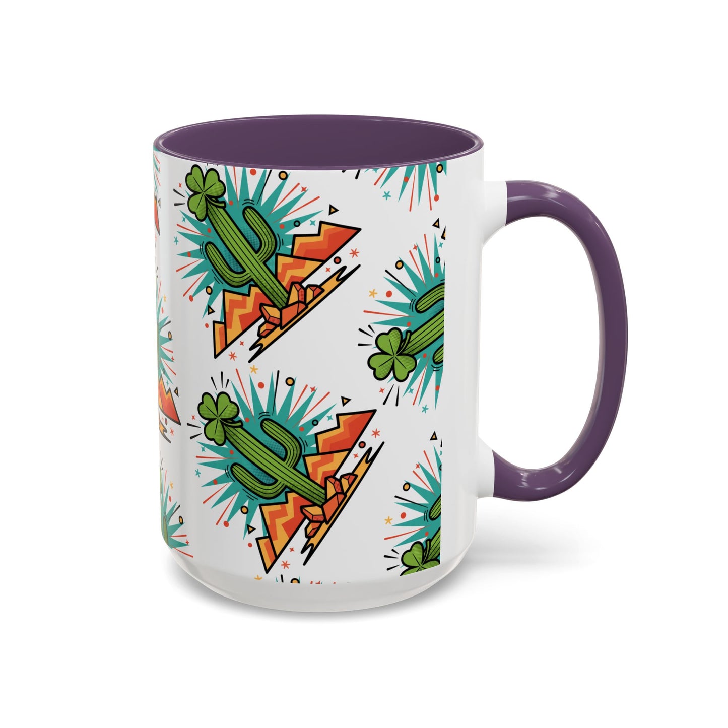 Arizona Shamrock Cactus Mug — Retro Pop Art St. Patrick’s Day Coffee Cup (11/15oz)