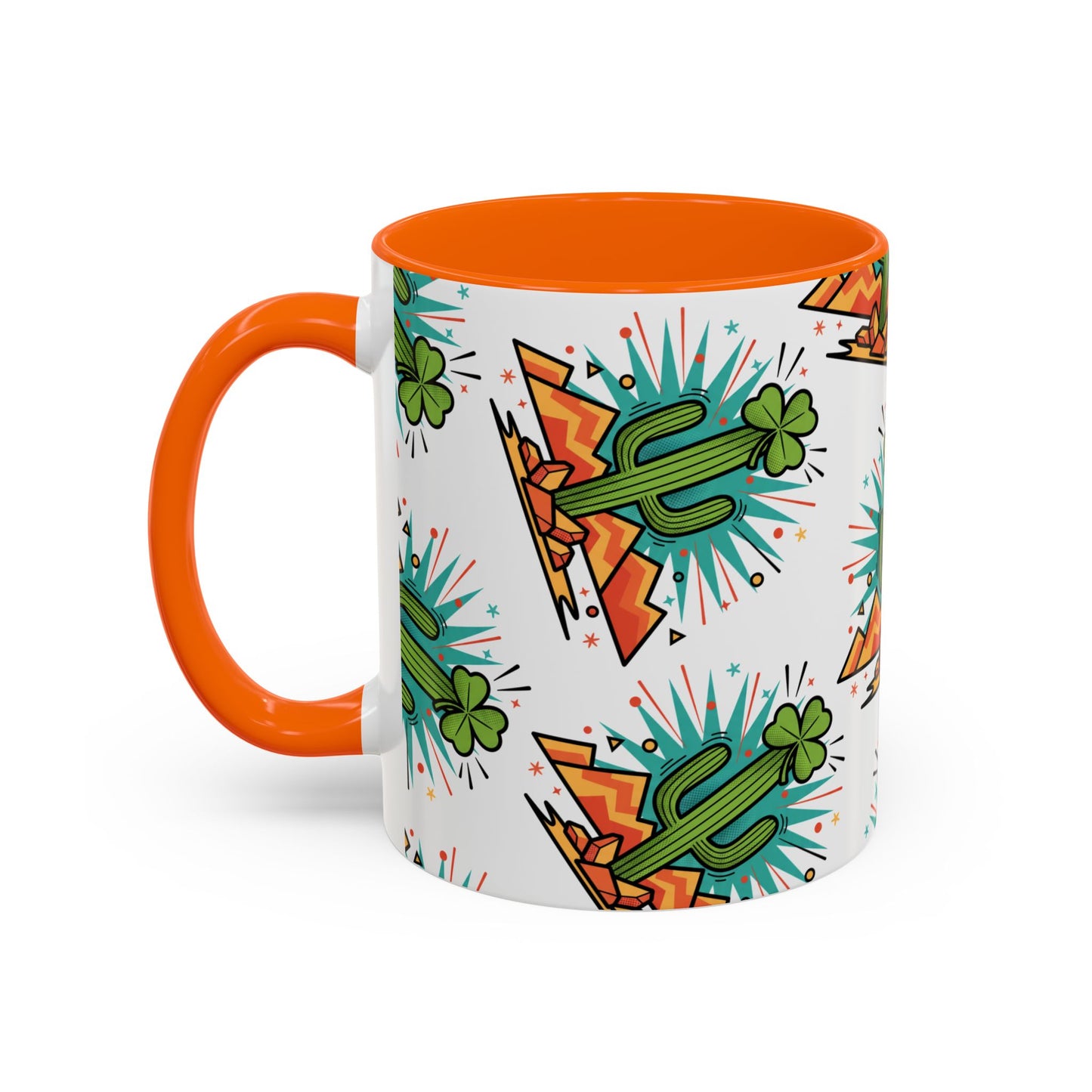 Arizona Shamrock Cactus Mug — Retro Pop Art St. Patrick’s Day Coffee Cup (11/15oz)