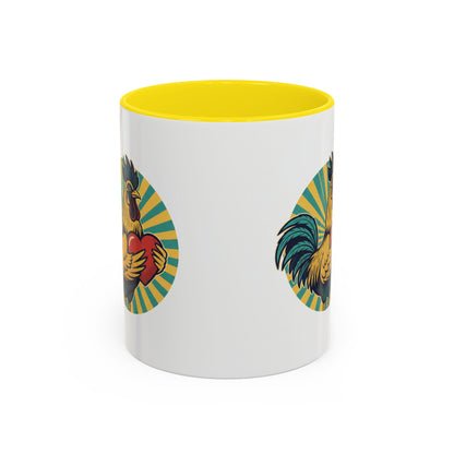 Rooster That Holds My Heart Coffee Mug — Retro Adult Humor (11/15oz)