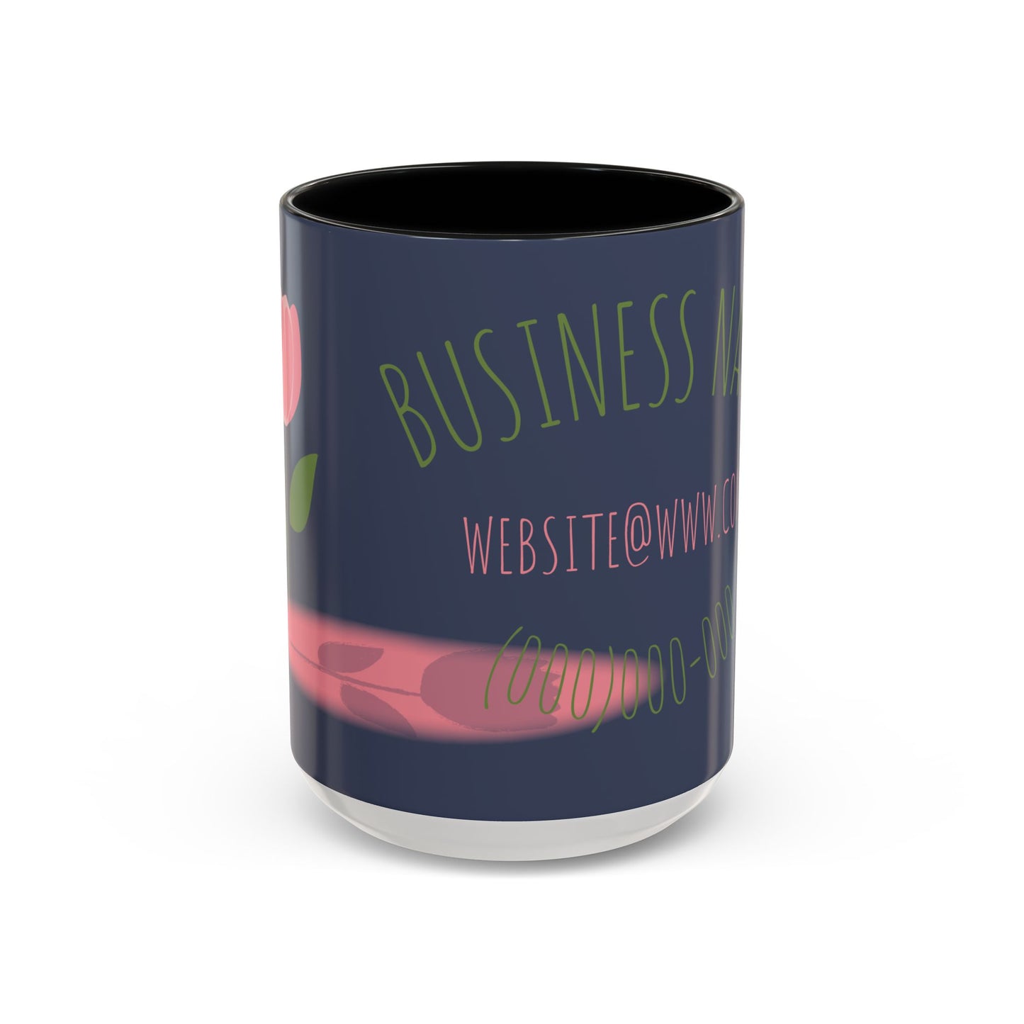 Custom Business Coffee Mug — Personalized Floral Accent Mug with Website & Contact