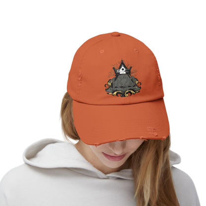 "1820" Distressed Baseball Cap with Gothic Crest Design