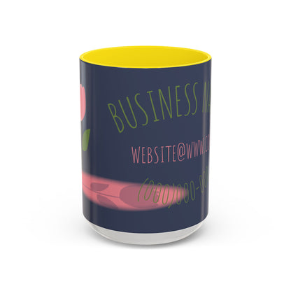 Custom Business Coffee Mug — Personalized Floral Accent Mug with Website & Contact