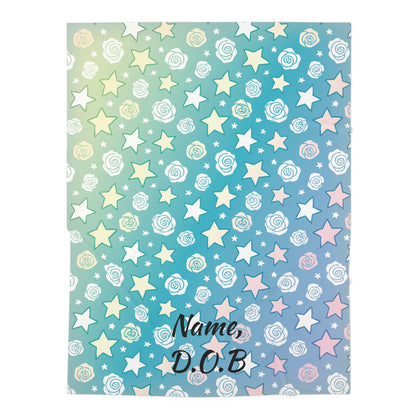 Personalized Baby Swaddle Blanket with Stars and Roses - Ideal for Baby Showers, Newborn Gifts, Nursery Decor, Cozy Moments