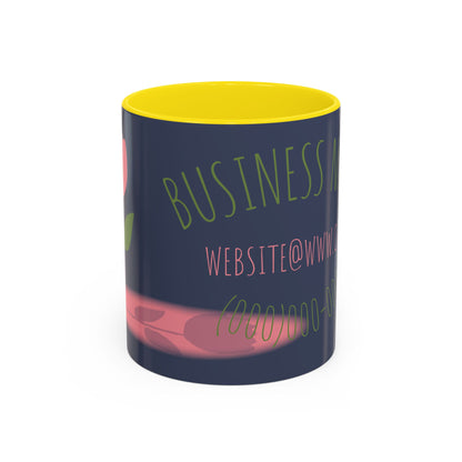 Custom Business Coffee Mug — Personalized Floral Accent Mug with Website & Contact