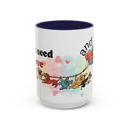 Valentine Dogs Tug-of-Love Mug — Playful Pop-Art Heart Balloons