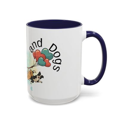 Valentine Dogs Tug-of-Love Mug — Playful Pop-Art Heart Balloons
