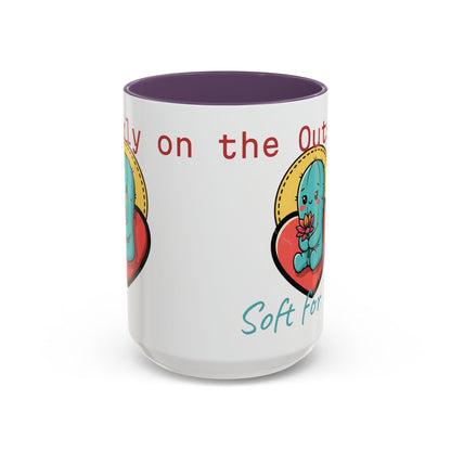 Prickly on the Outside, Soft for You Accent Coffee Mug — Cute Cactus Ceramic Mug (11/15 oz)