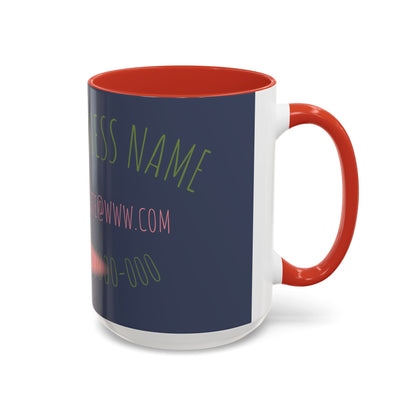 Custom Business Coffee Mug — Personalized Floral Accent Mug with Website & Contact