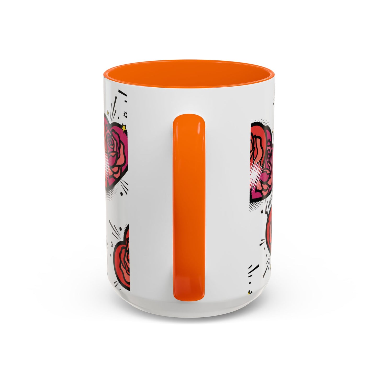 Rose Heart Accent Coffee Mug — Retro Pop Floral Design (11/15 oz)