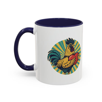 Rooster That Holds My Heart Coffee Mug — Retro Adult Humor (11/15oz)