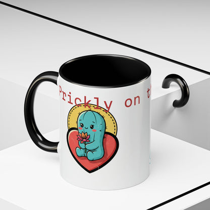 Prickly on the Outside, Soft for You Accent Coffee Mug — Cute Cactus Ceramic Mug (11/15 oz)