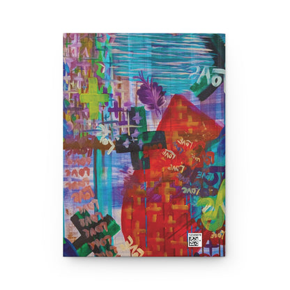Abstract Love Graffiti Hardcover Journal — Colorful Mixed‑Media Art Notebook