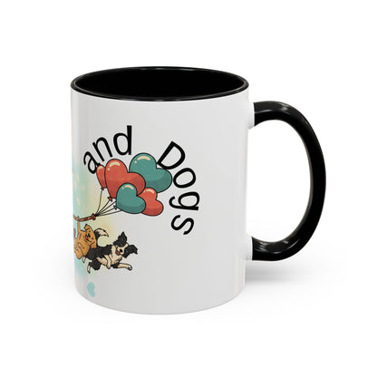 Valentine Dogs Tug-of-Love Mug — Playful Pop-Art Heart Balloons