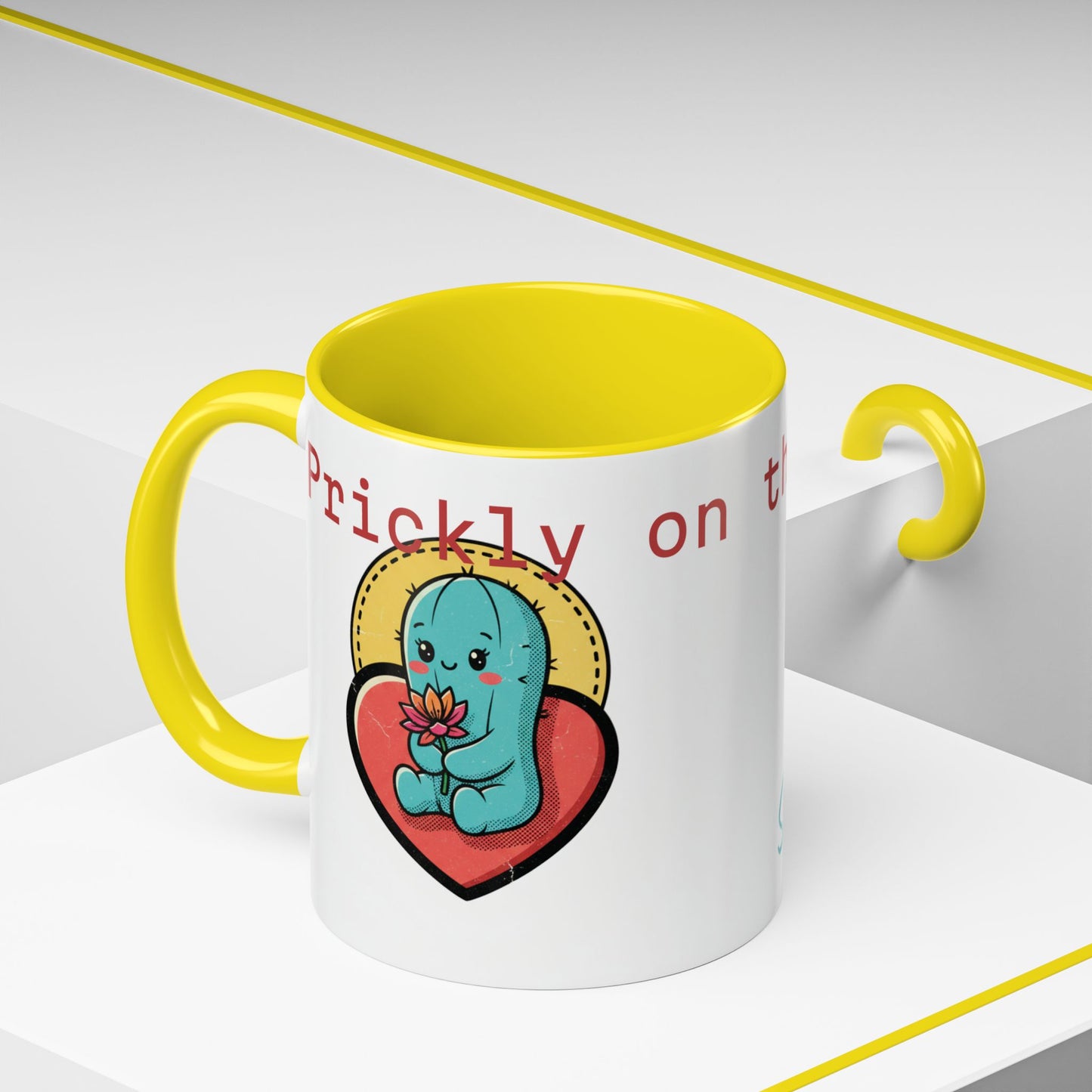 Prickly on the Outside, Soft for You Accent Coffee Mug — Cute Cactus Ceramic Mug (11/15 oz)