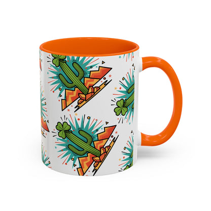 Arizona Shamrock Cactus Mug — Retro Pop Art St. Patrick’s Day Coffee Cup (11/15oz)