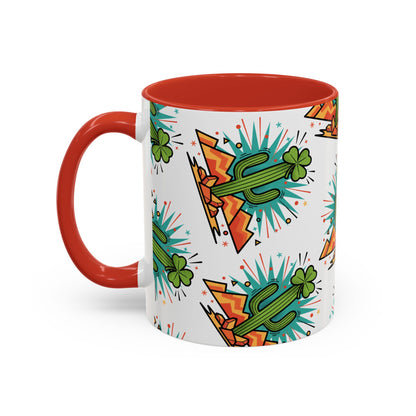 Arizona Shamrock Cactus Mug — Retro Pop Art St. Patrick’s Day Coffee Cup (11/15oz)