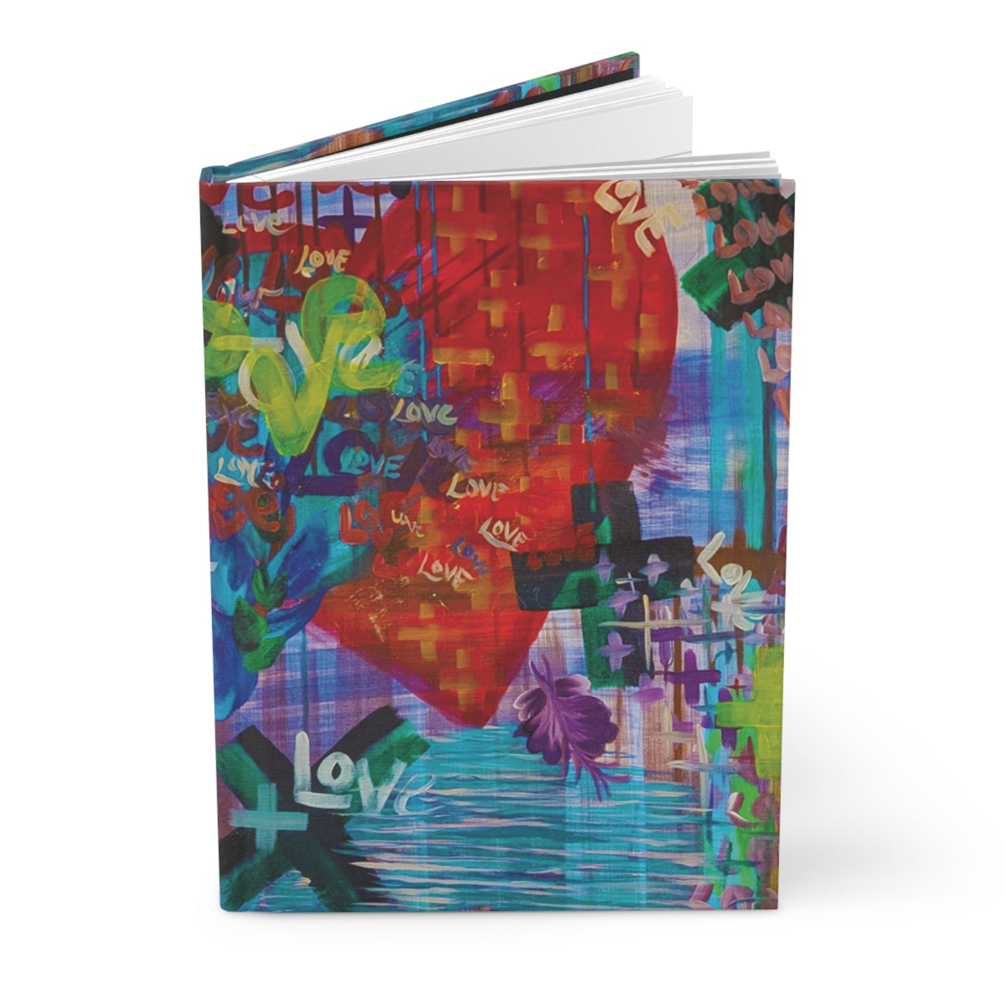 Abstract Love Graffiti Hardcover Journal — Colorful Mixed‑Media Art Notebook