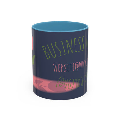 Custom Business Coffee Mug — Personalized Floral Accent Mug with Website & Contact