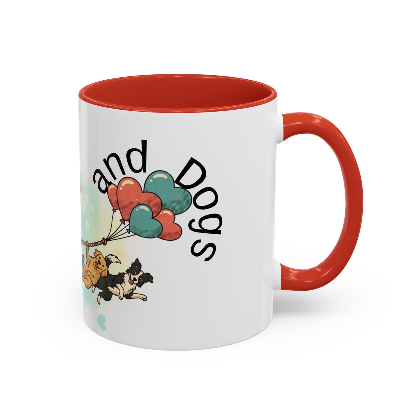 Valentine Dogs Tug-of-Love Mug — Playful Pop-Art Heart Balloons