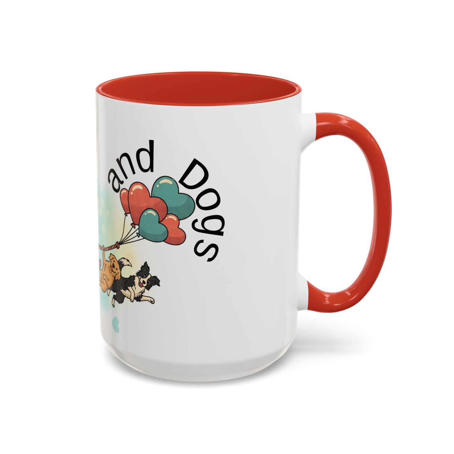 Valentine Dogs Tug-of-Love Mug — Playful Pop-Art Heart Balloons